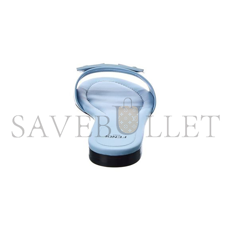 FENDI LIGHT BLUE LEATHER SLIDES 8R8136
